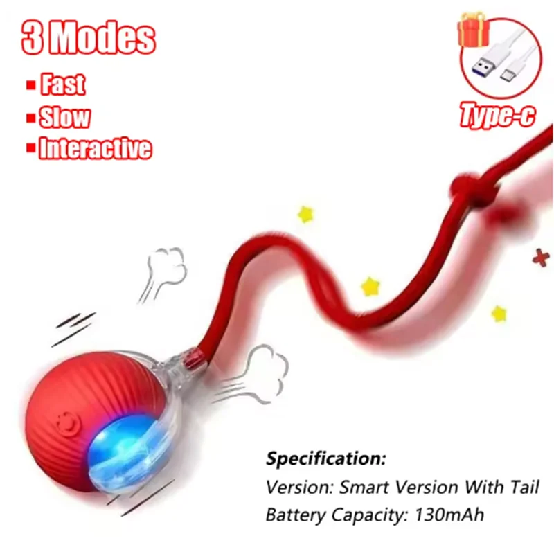 Interactive Self-Play Cat Toys Teaser Ball With Rotating Stick
