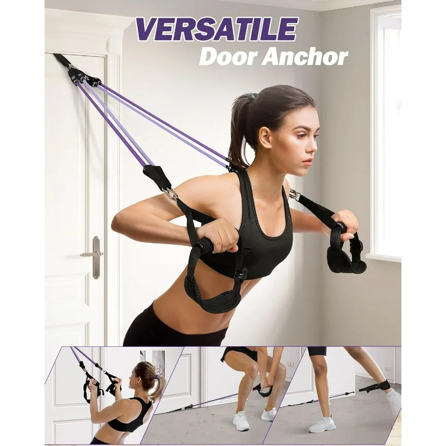 Pilates Bar Kit With Resistance Bands Heavy Duty Stainless Steel
