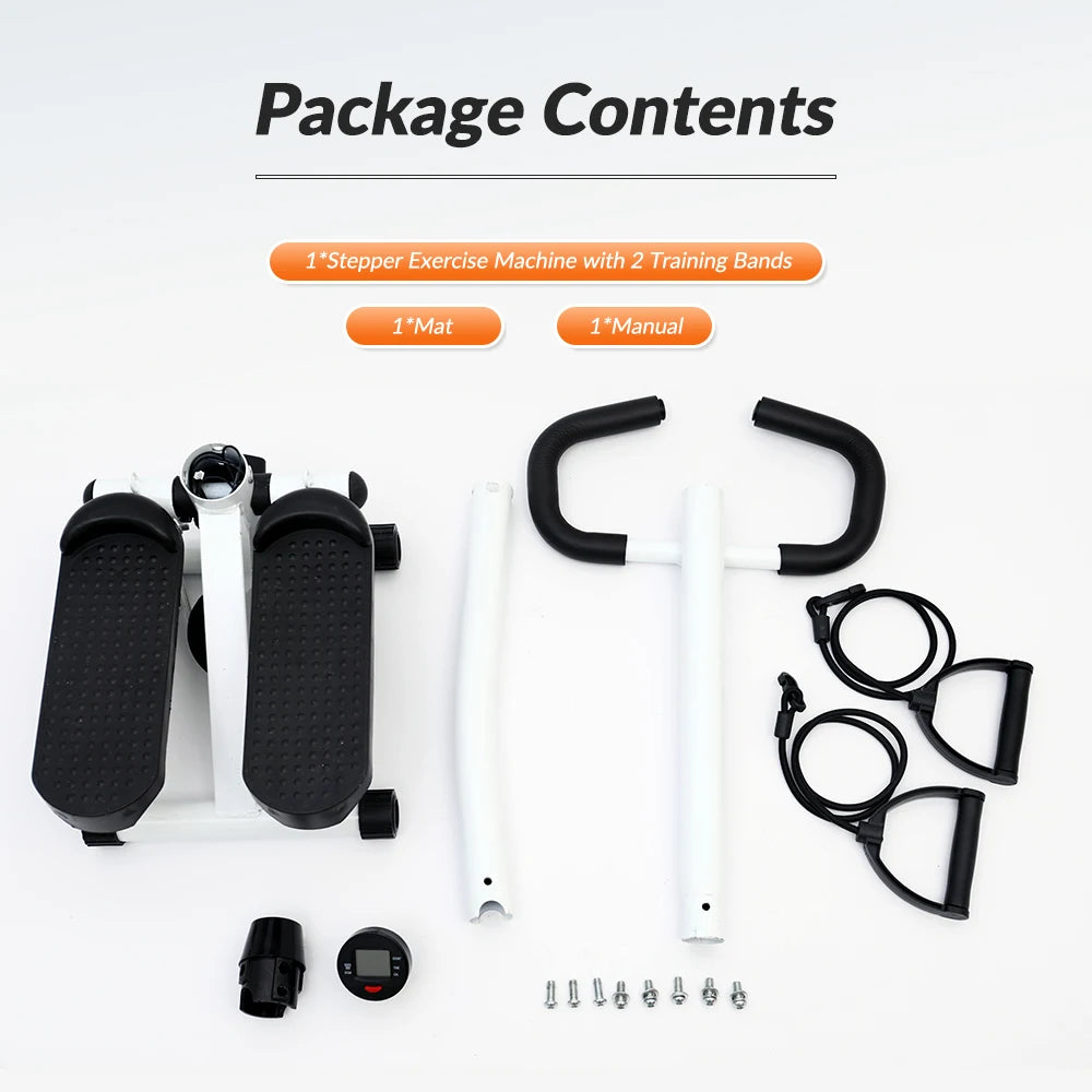 Mini Stepper Exercise Machine For Home Fitness With Resistance Bands LCD Display