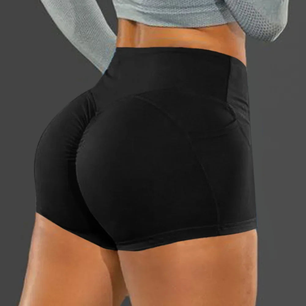 Women's High Waist Gym Shorts With Pocket Scrunch Training