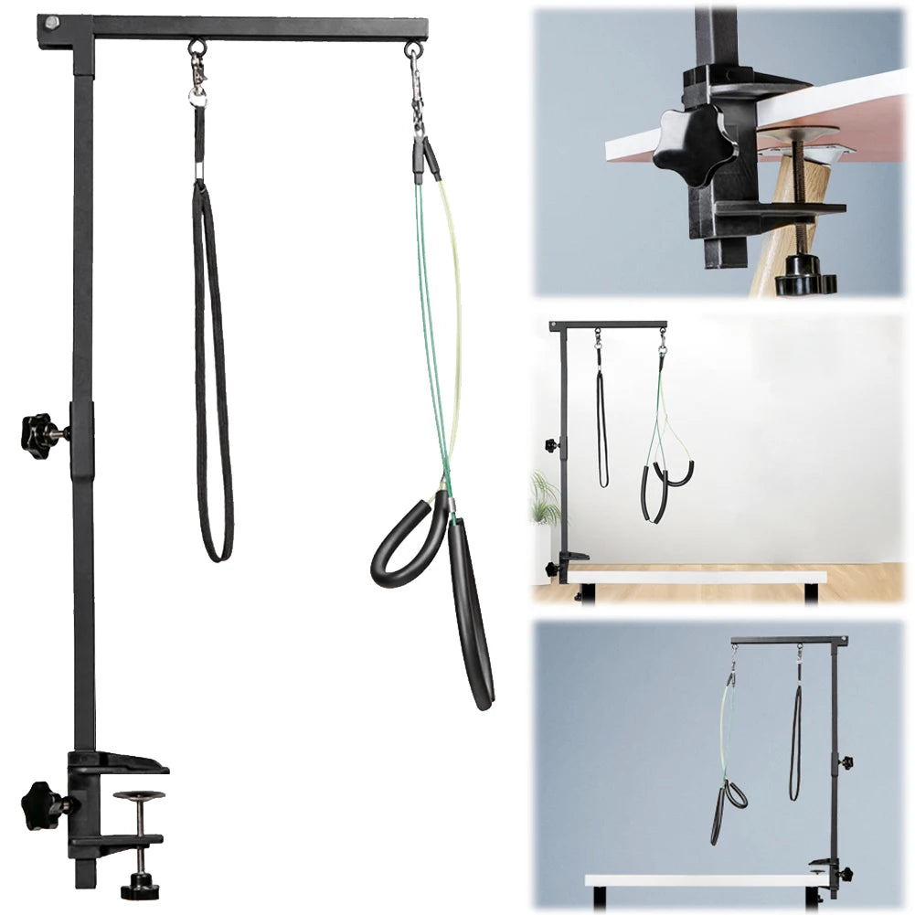 Desk Dog Cat Holder Stainless Steel Pet Dog Grooming Table Bracket Arm Height Adjustable Telescopic Table Hanger Pet Accessories