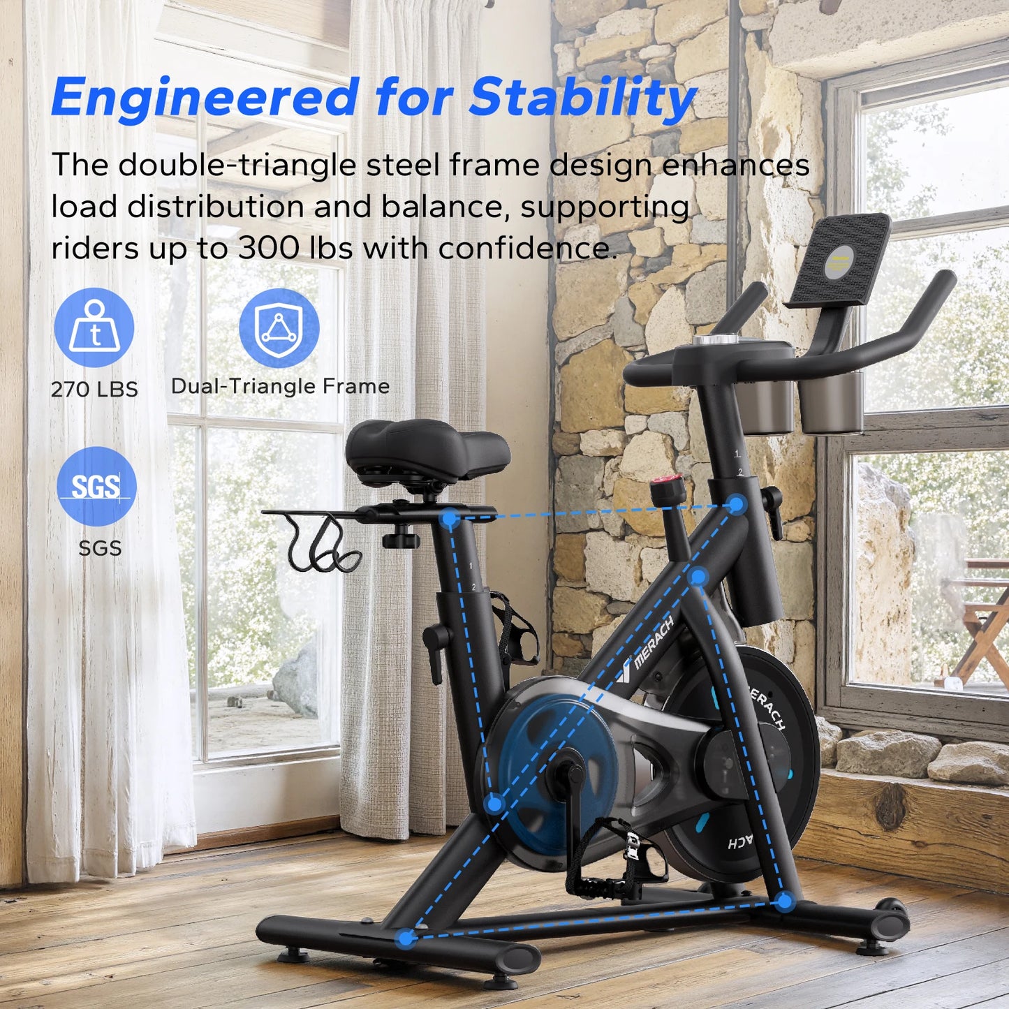 Merach Magnetic Stationary Bike With Exclusive App And Low Noise