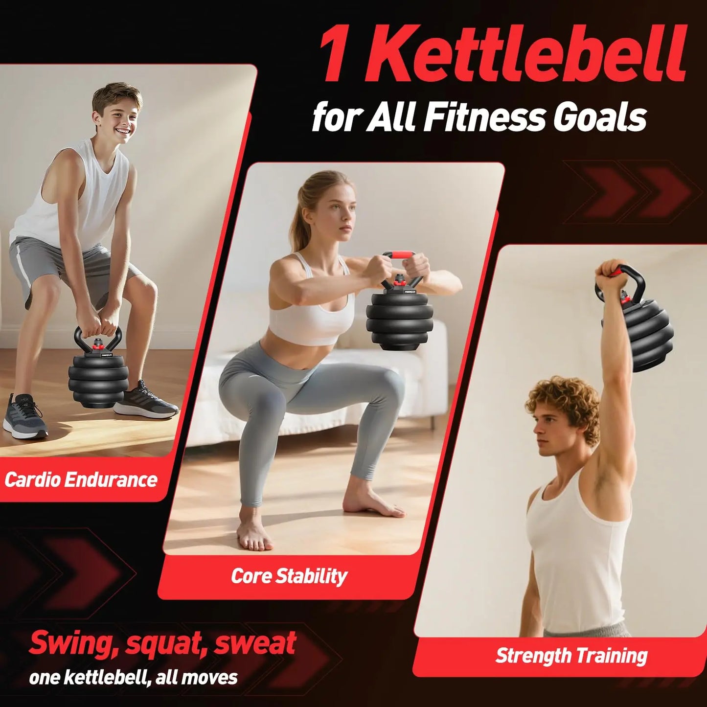 FED Fitness 5 In 1 Adjustable Dumbbell Set Barbell Kettlebell
