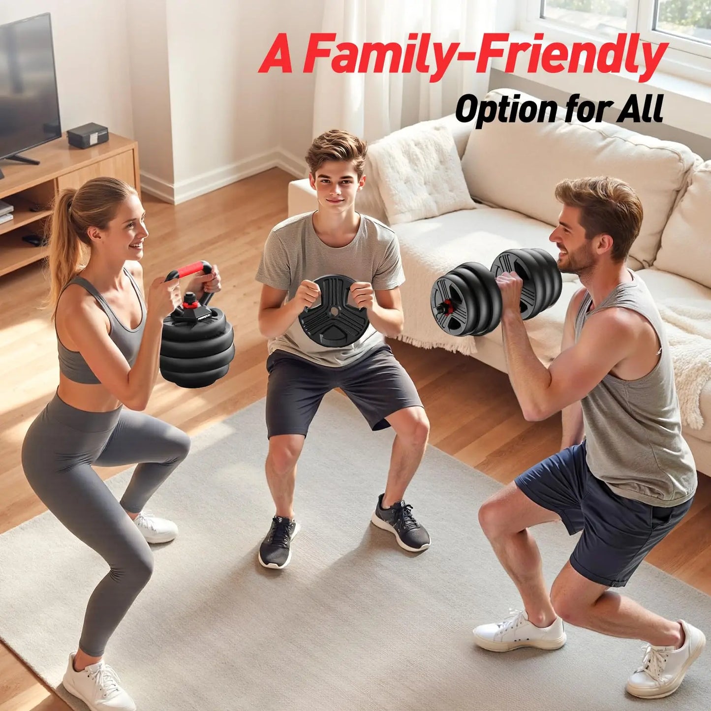 FED Fitness 5 In 1 Adjustable Dumbbell Set Barbell Kettlebell