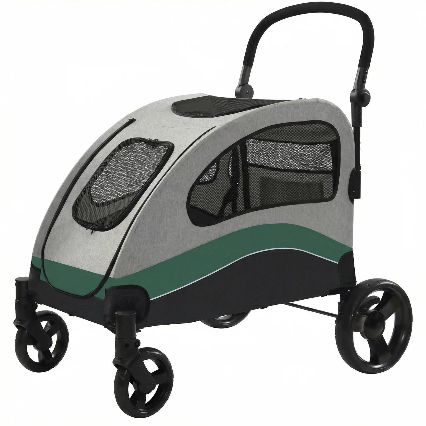 Collapsible Large Dog Stroller Wagon 360° Swivel Adjustable Handle Travel Strollers for Medium Large Dogs & Cats 90x73x108cm