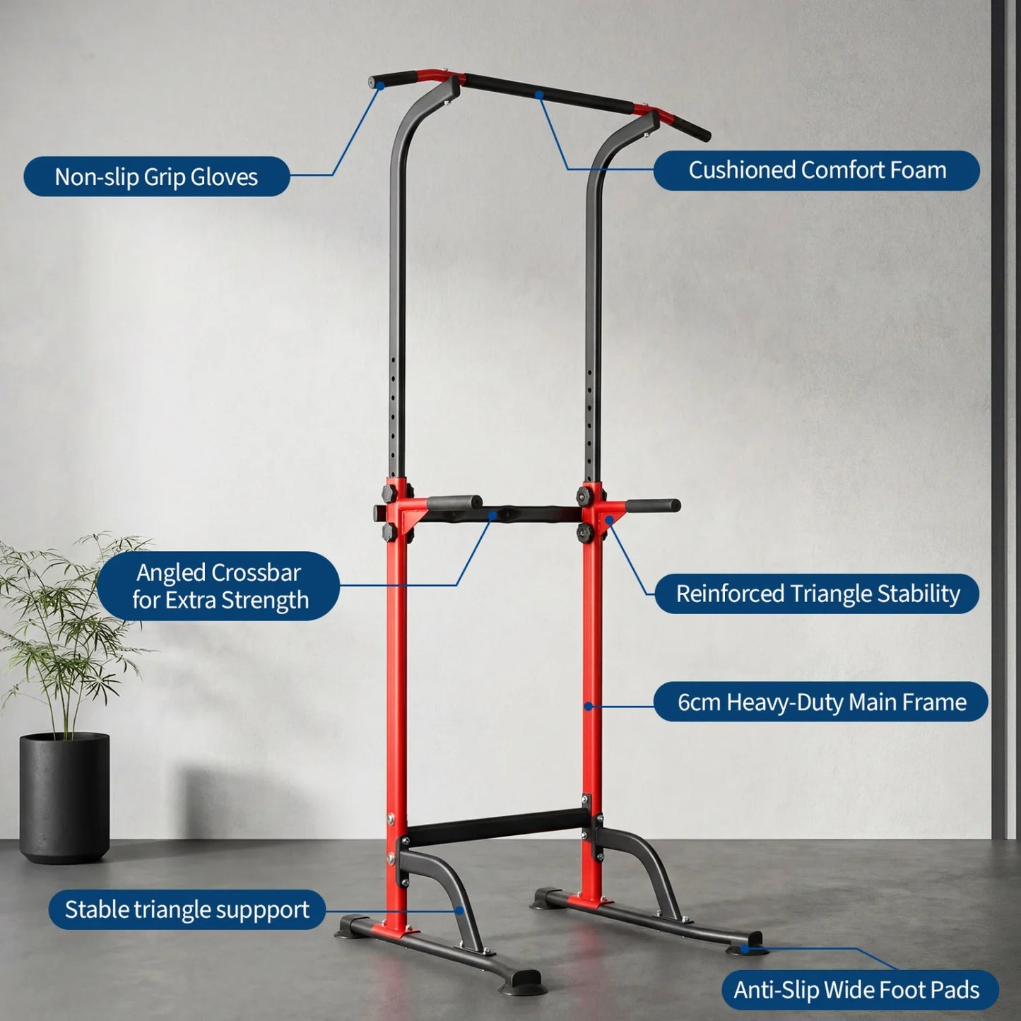 HiMISS Power Tower Pull Up Dip Station for Full Body
