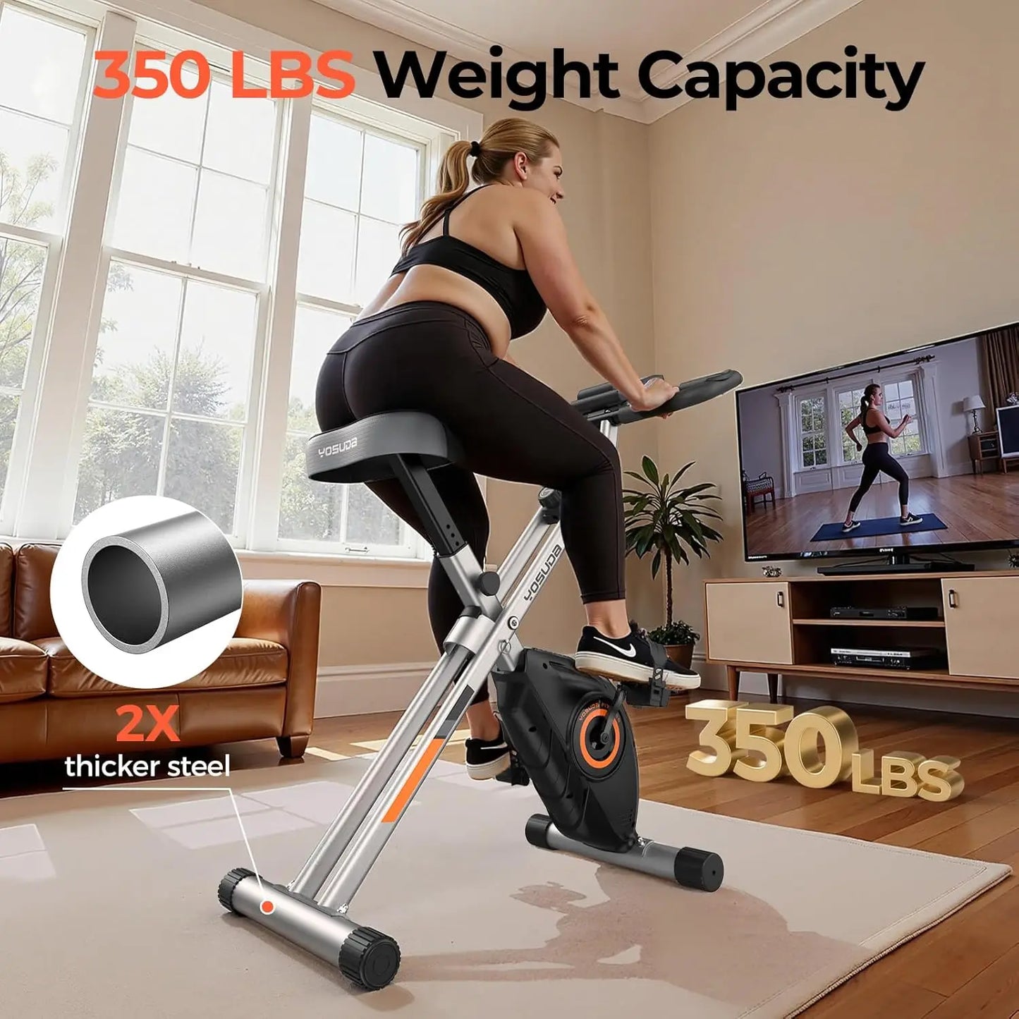 YOSUDA Folding Exercise Bike Foldable Stationary Cardio For Home Gym Workout