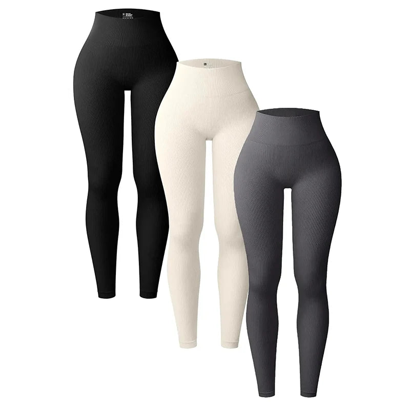 Seamless Knit Yoga Pants High Waist Leggings For Women