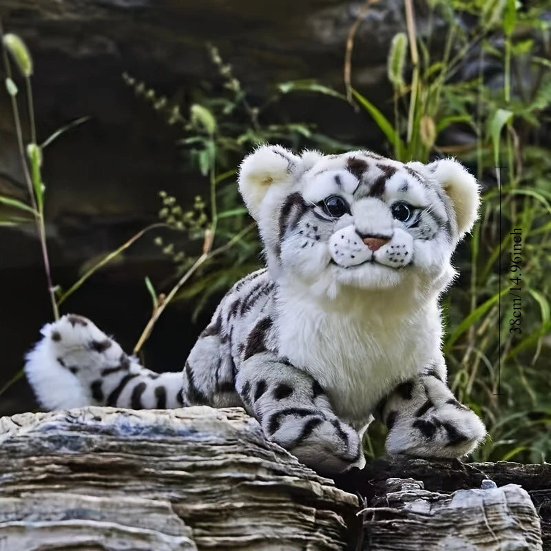 Realistic Snow Leopard Plush Toy for Dogs Wildlife Stuffed Animal