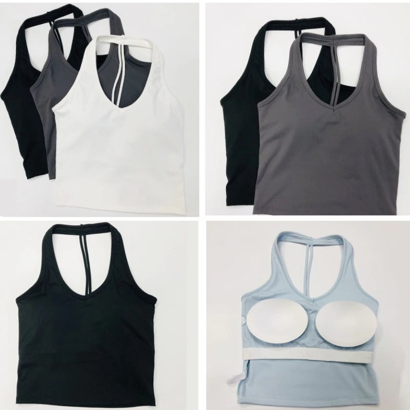 Lemoneno Women Yoga Set Halter Sports Bra and Shorts