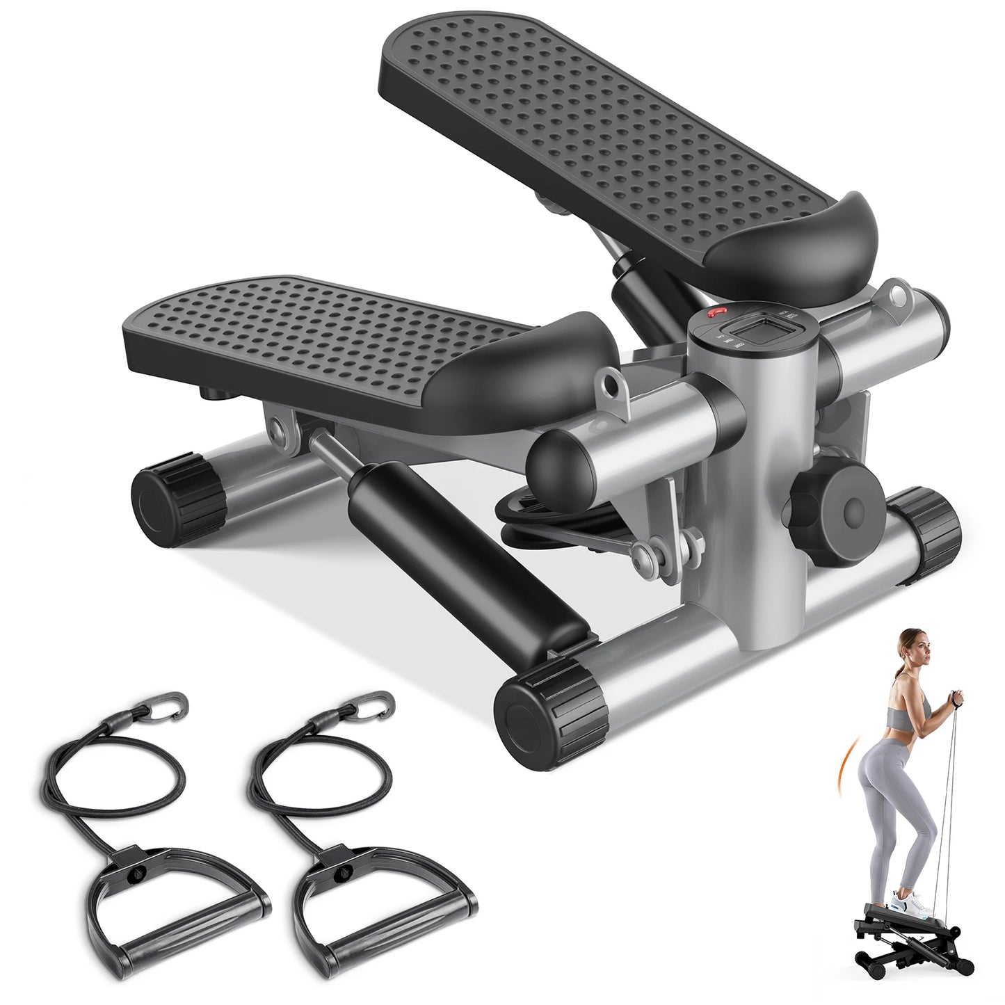 Mini Stepper With Resistance Bands For Home Cardio