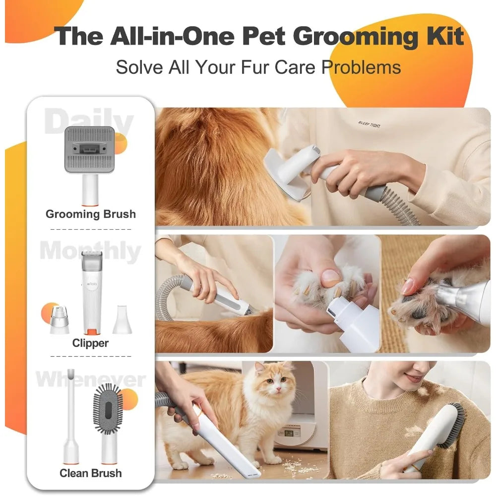 6-in-1 Dog Grooming Kit, Pet Grooming Vacuum for Shedding, Dog Hair Vacuum with Clipper Nail Trimmer