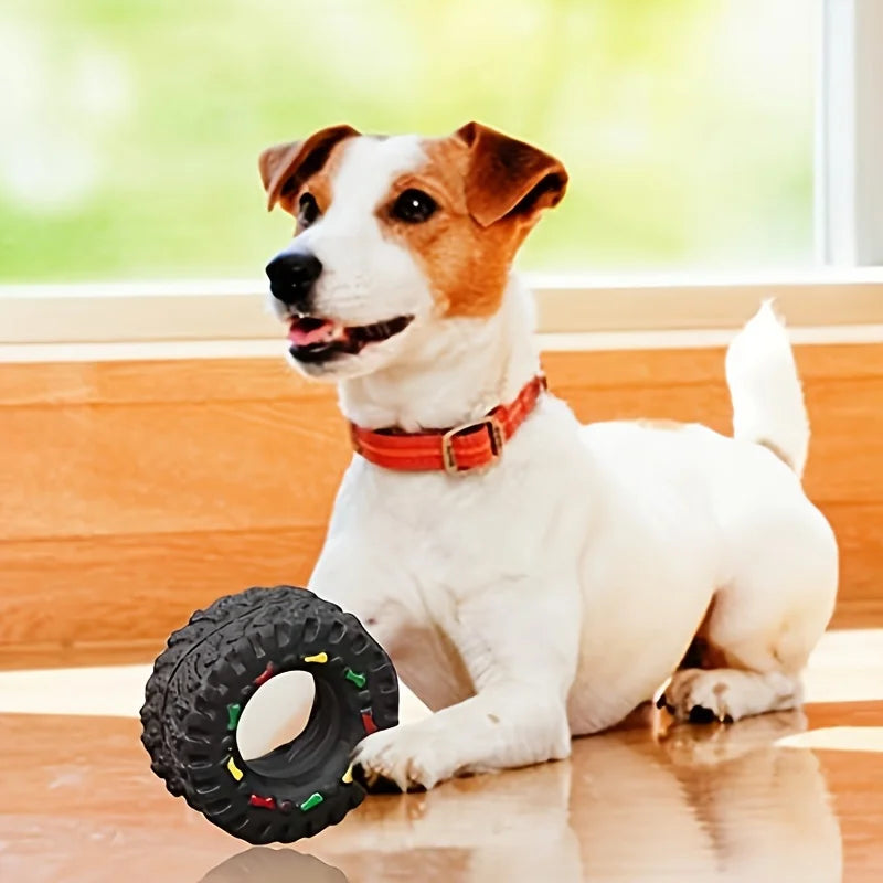 Puppy Teeth Training Toy Durable Dog Chew Wheel Interactive Sound Toy Chew-Resistant for Small Medium Dogs Pet Supplies