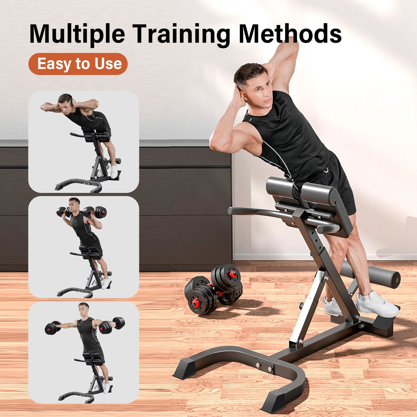 Folding Roman Chair Back Extension Bench Hyperextension For Home Gym