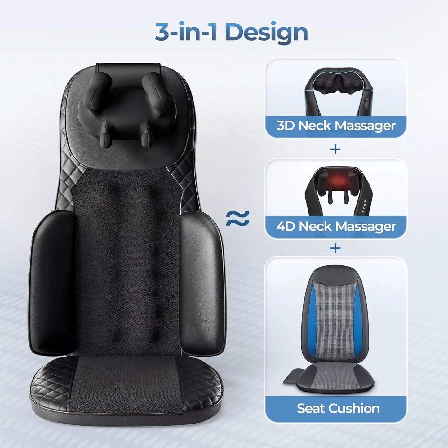 Himouta 3-In-1 Shiatsu Massage Cushion With Heat And 4D Kneading Vibration