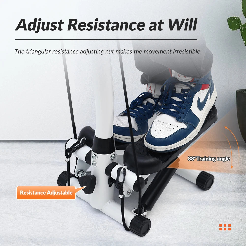 Mini Stepper Exercise Machine For Home Fitness With Resistance Bands LCD Display