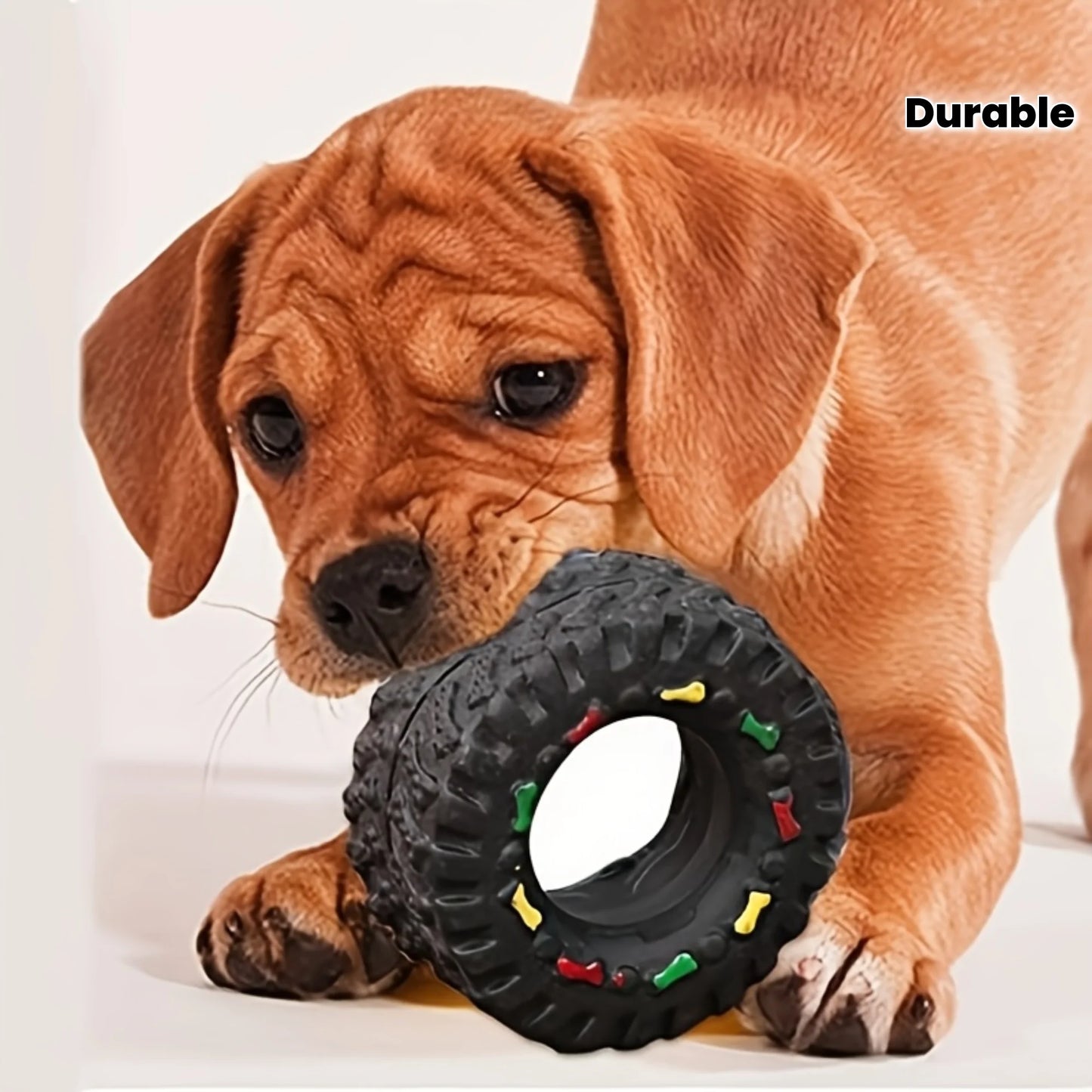 Puppy Teeth Training Toy Durable Dog Chew Wheel Interactive Sound Toy Chew-Resistant for Small Medium Dogs Pet Supplies