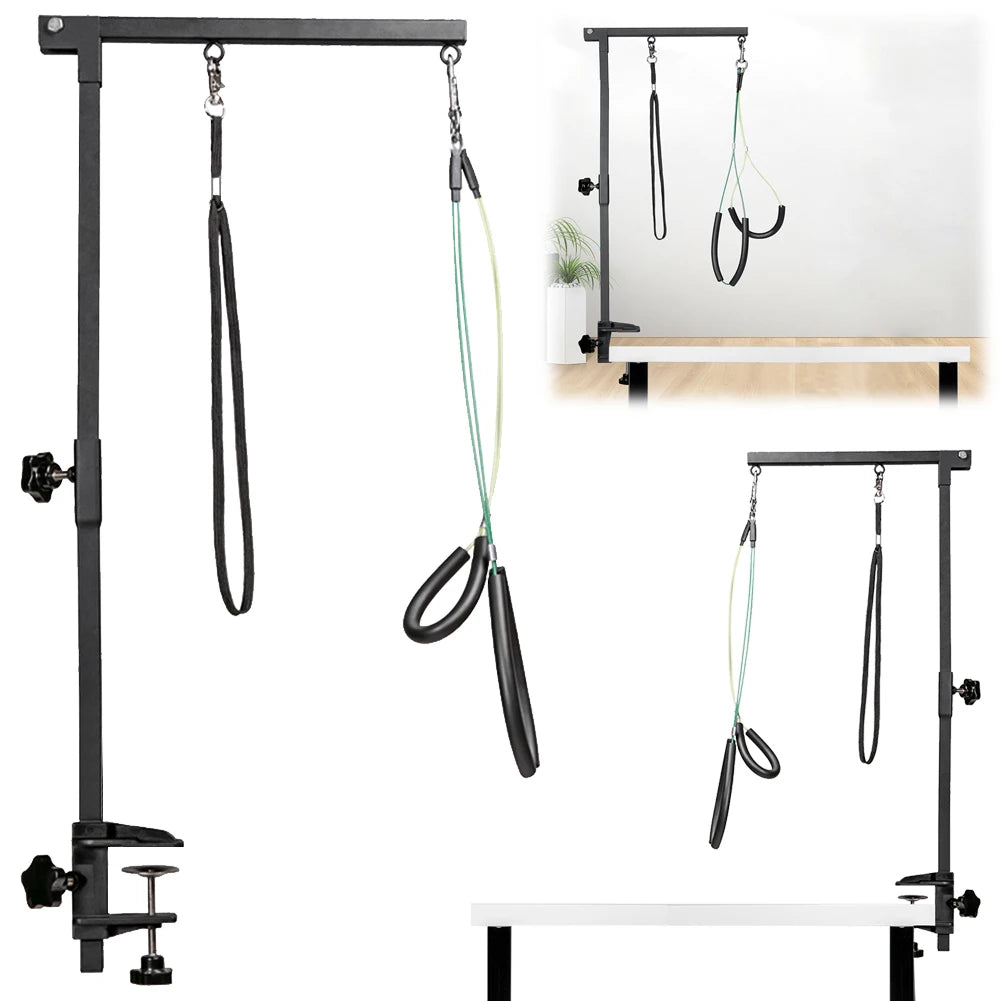 Desk Dog Cat Holder Stainless Steel Pet Dog Grooming Table Bracket Arm Height Adjustable Telescopic Table Hanger Pet Accessories