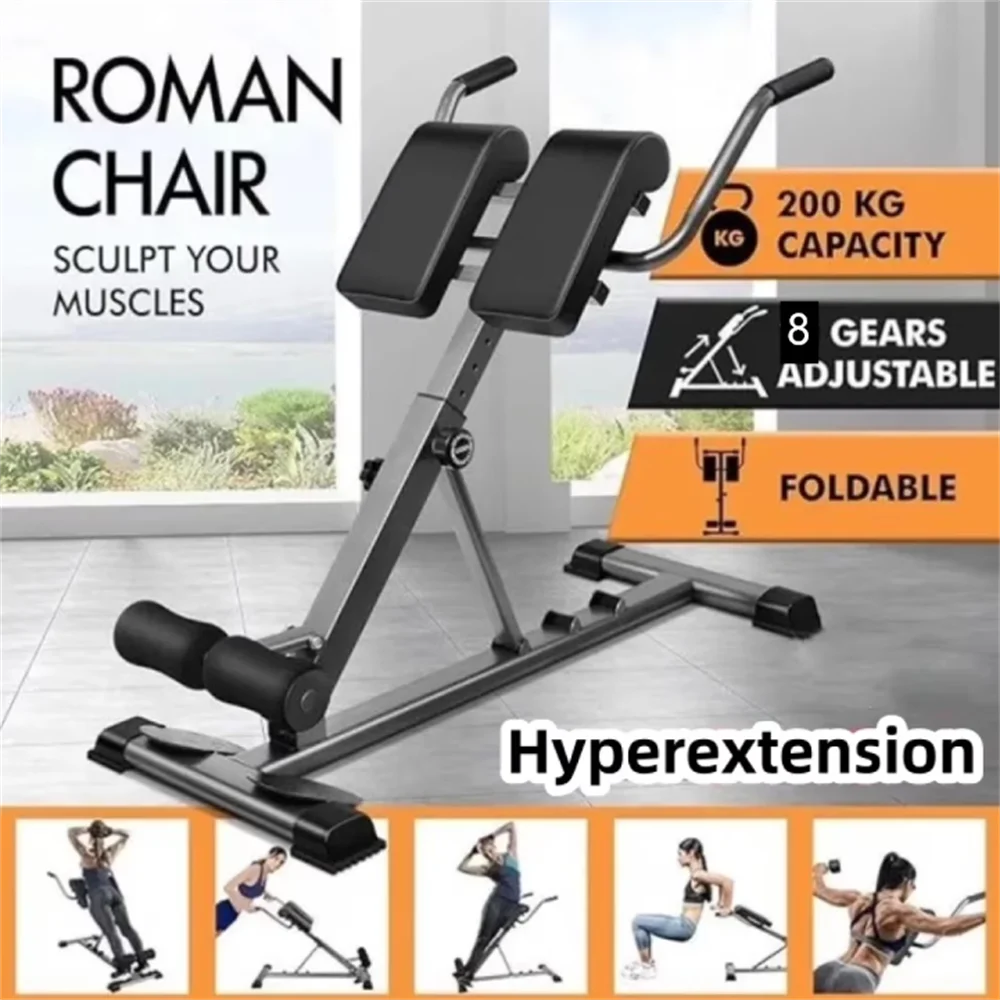 Folding Roman Chair Back Extension Bench Hyperextension For Home Gym