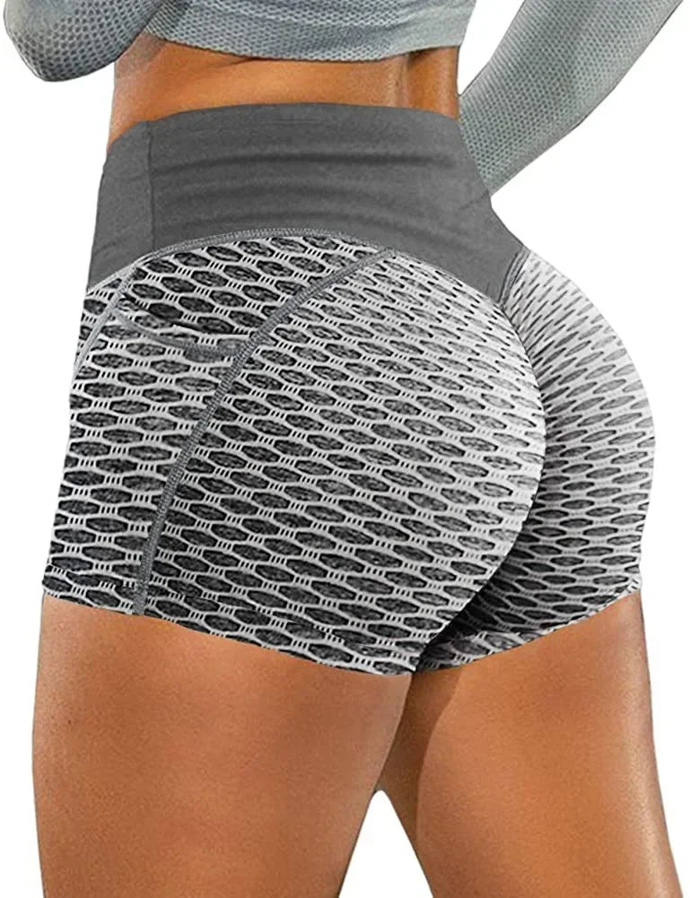 Women's High Waist Gym Shorts With Pocket Scrunch Training