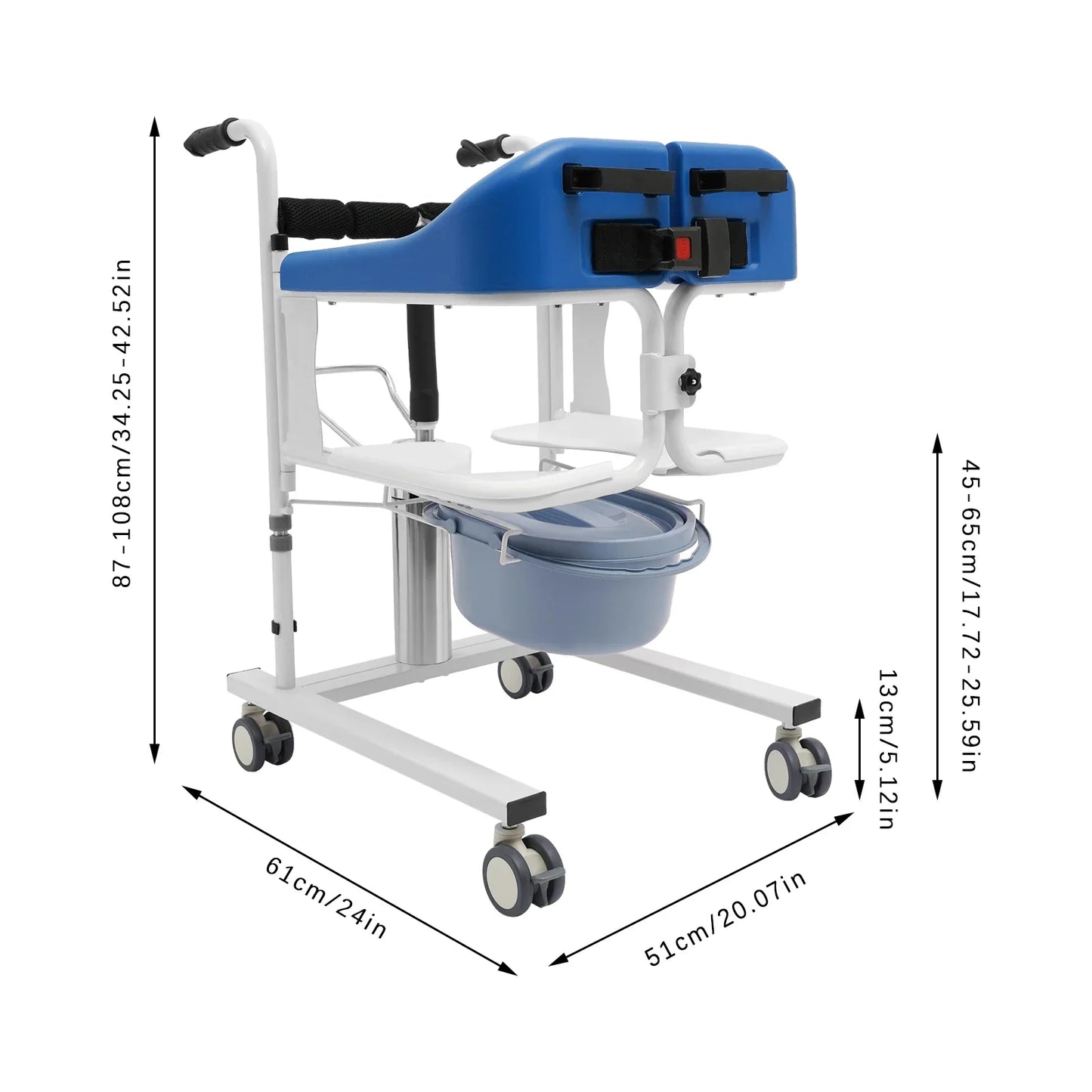 Hydraulic Patient Lifting Wheelchair for Home Transport