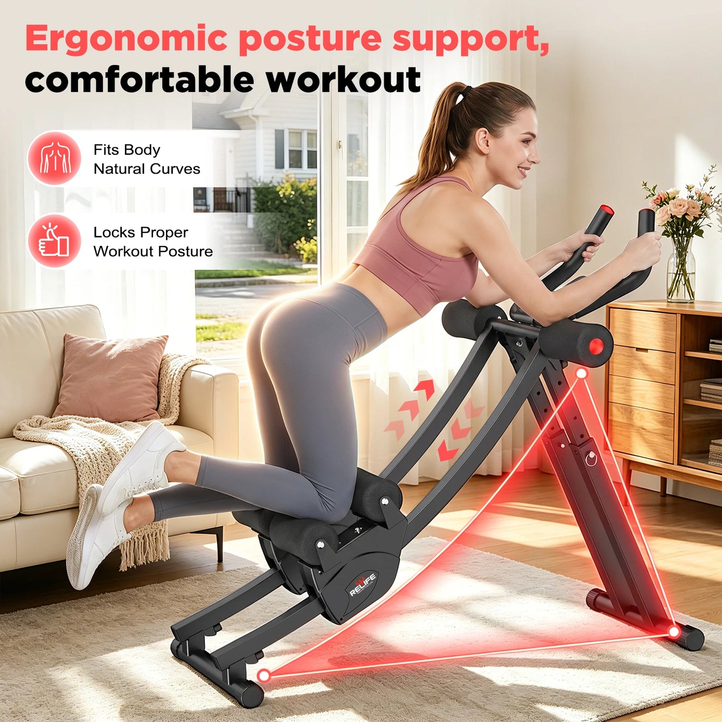 Relife Sports Dual Split-Track Ab Machine Core Trainer Home Fitness