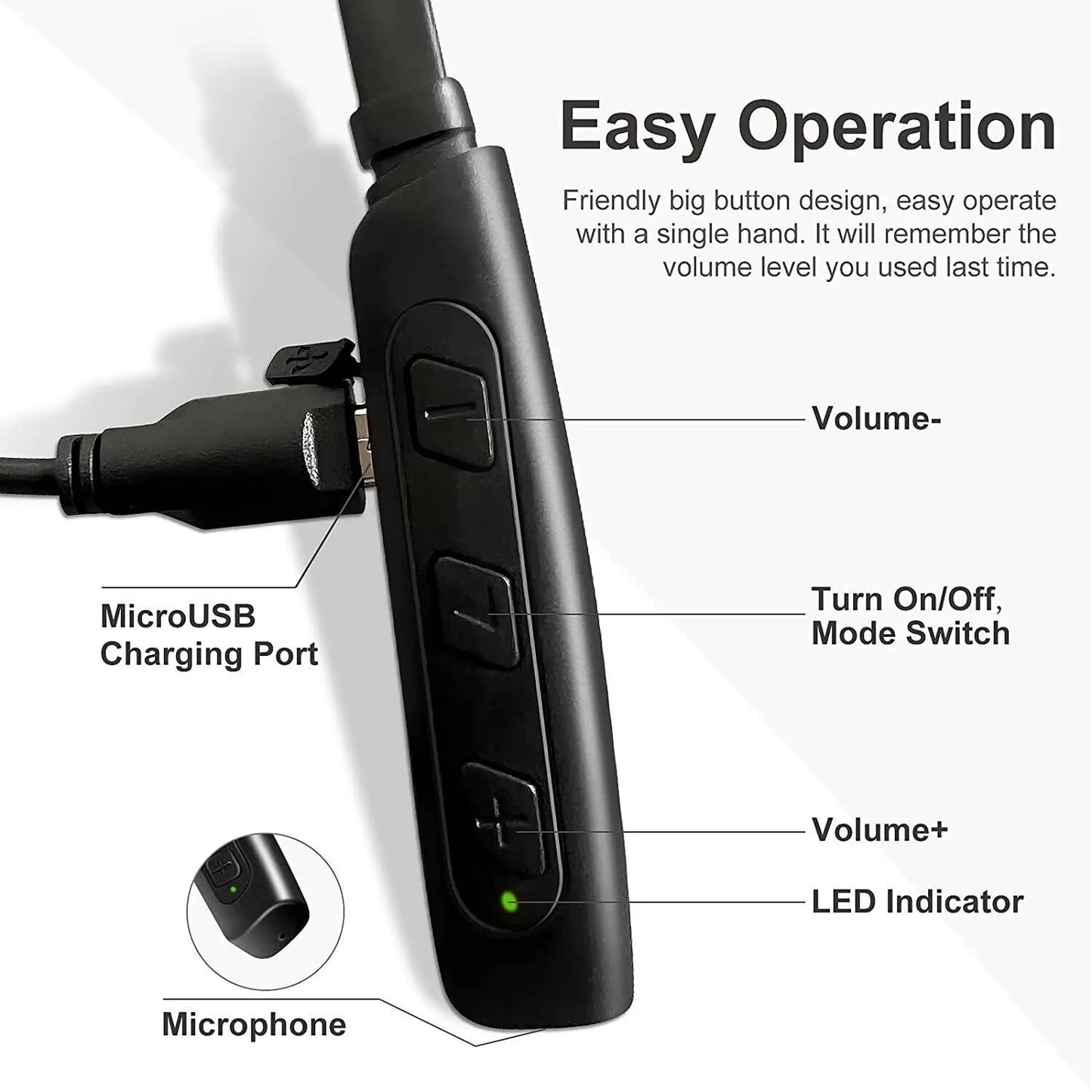 JINGHAO Neckband Hearing Amplifier Rechargeable Up To 80 Hours