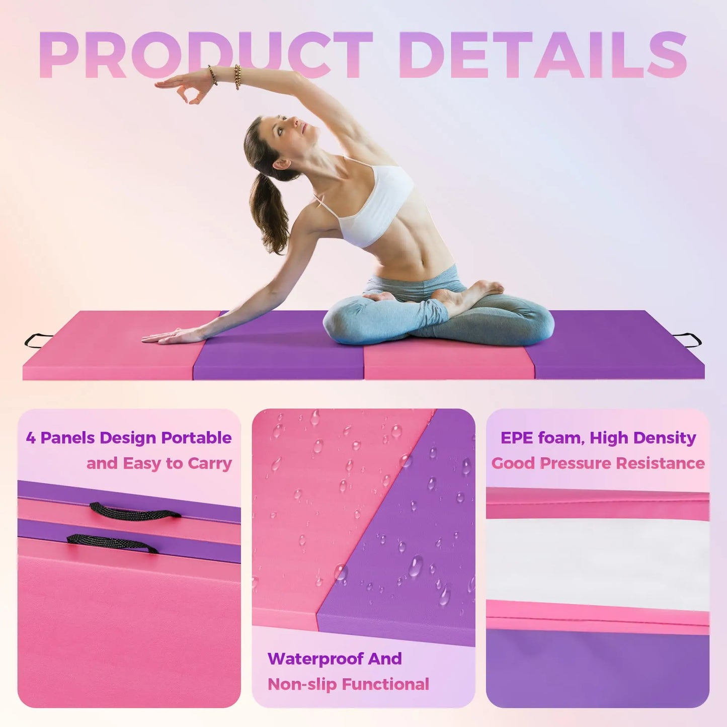 HiMISS Folding Gymnastics Mat For Home Gym Tumbling And Yoga