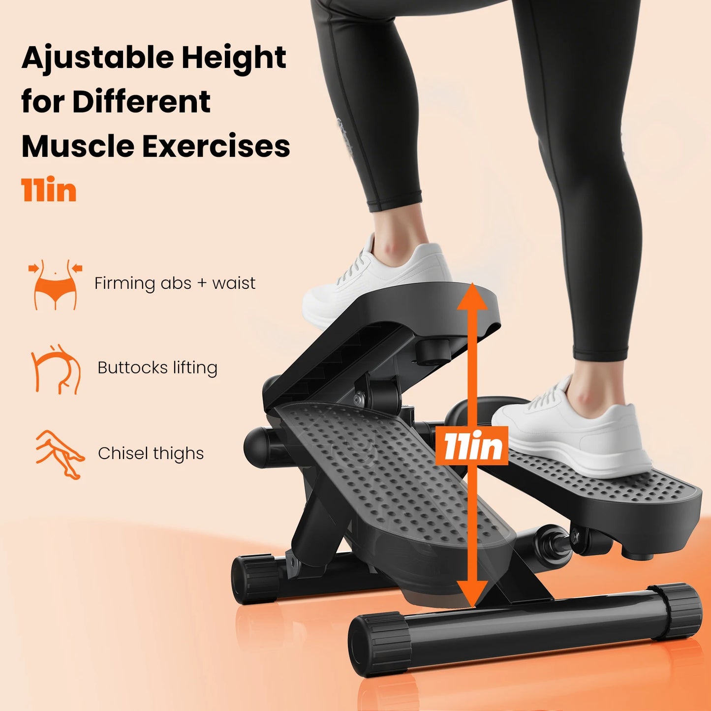 Mini Stepper With Resistance Bands For Home Cardio
