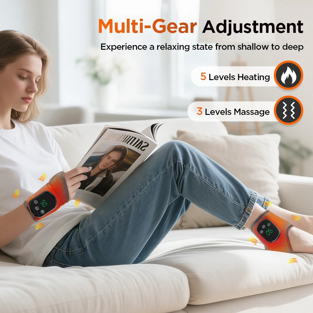 Hailicare Rechargeable Electric Ankle Massager With Heat And Vibration
