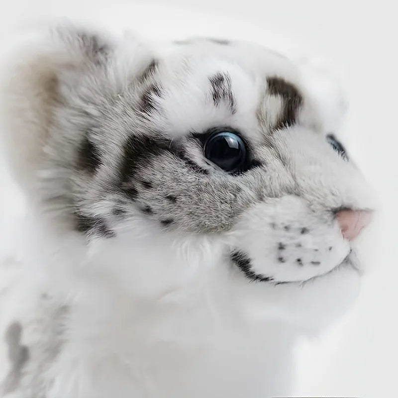 Realistic Snow Leopard Plush Toy for Dogs Wildlife Stuffed Animal
