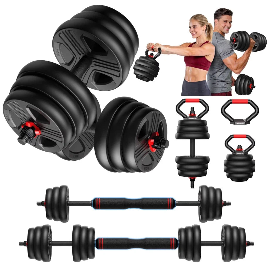 FED Fitness 5 In 1 Adjustable Dumbbell Set Barbell Kettlebell