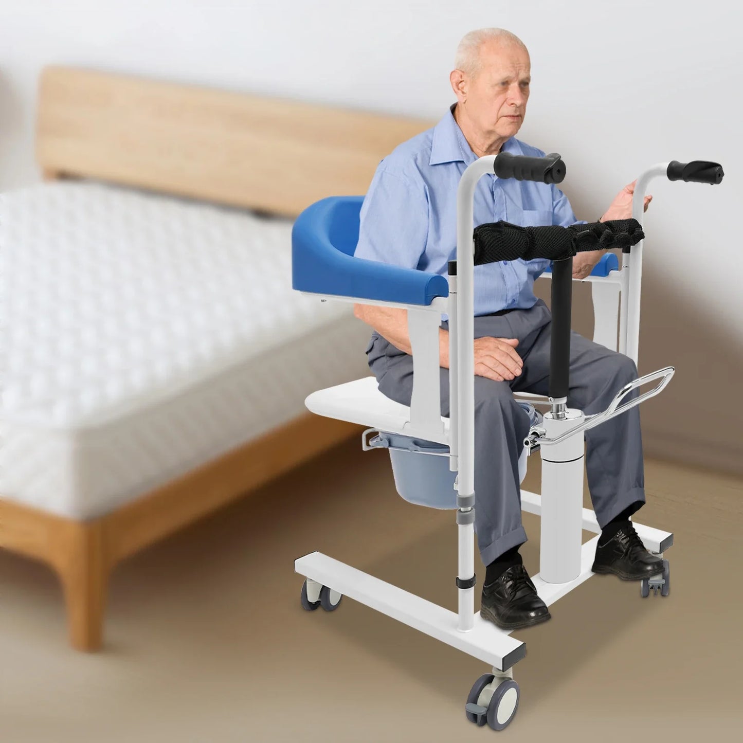 Hydraulic Patient Lifting Wheelchair for Home Transport