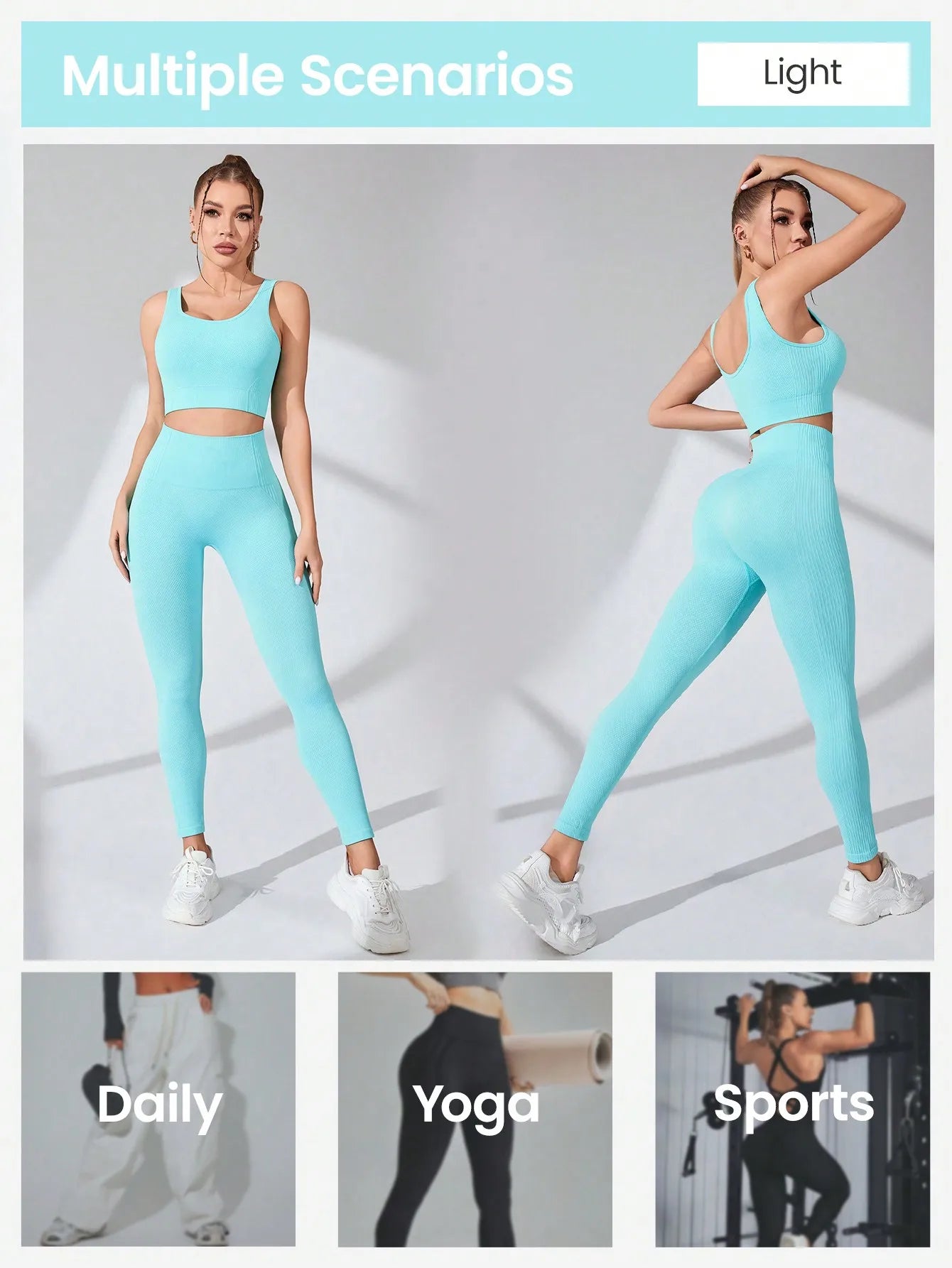 Seamless Yoga Leggings and Cross Strap Sports Bra Set