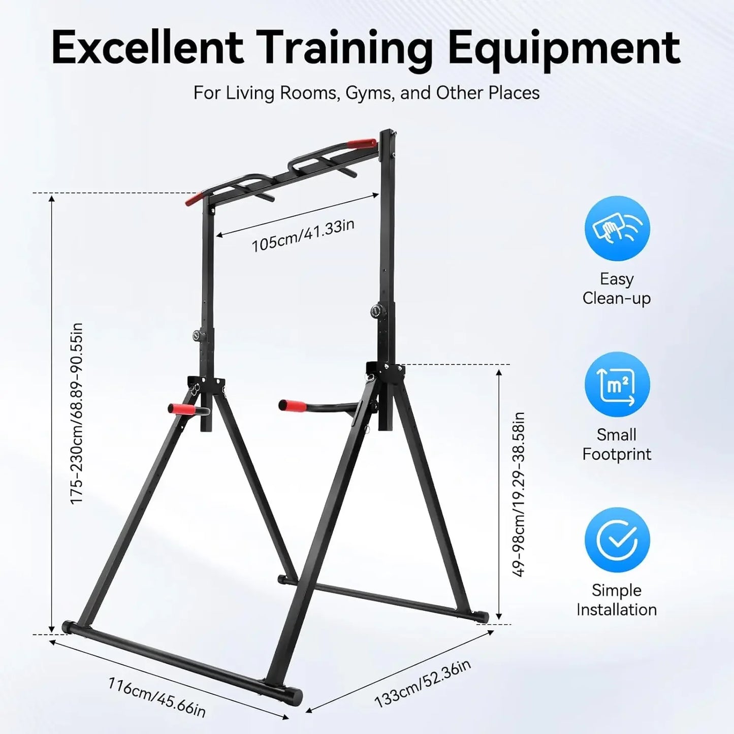 Foldable Power Tower Dip Station Height Adjustable 200kg Capacity