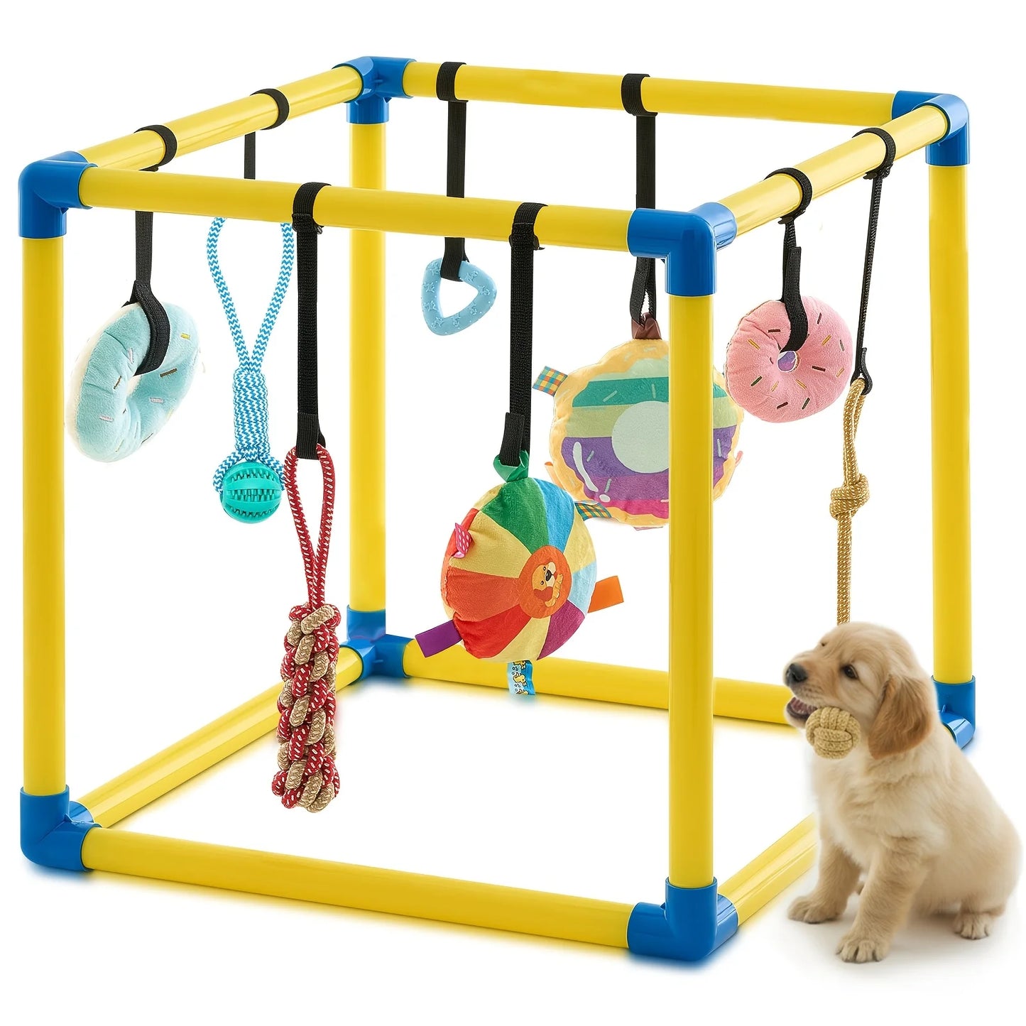 DREYOO Puppy Play Gym With 8 Hanging Toys For Dogs