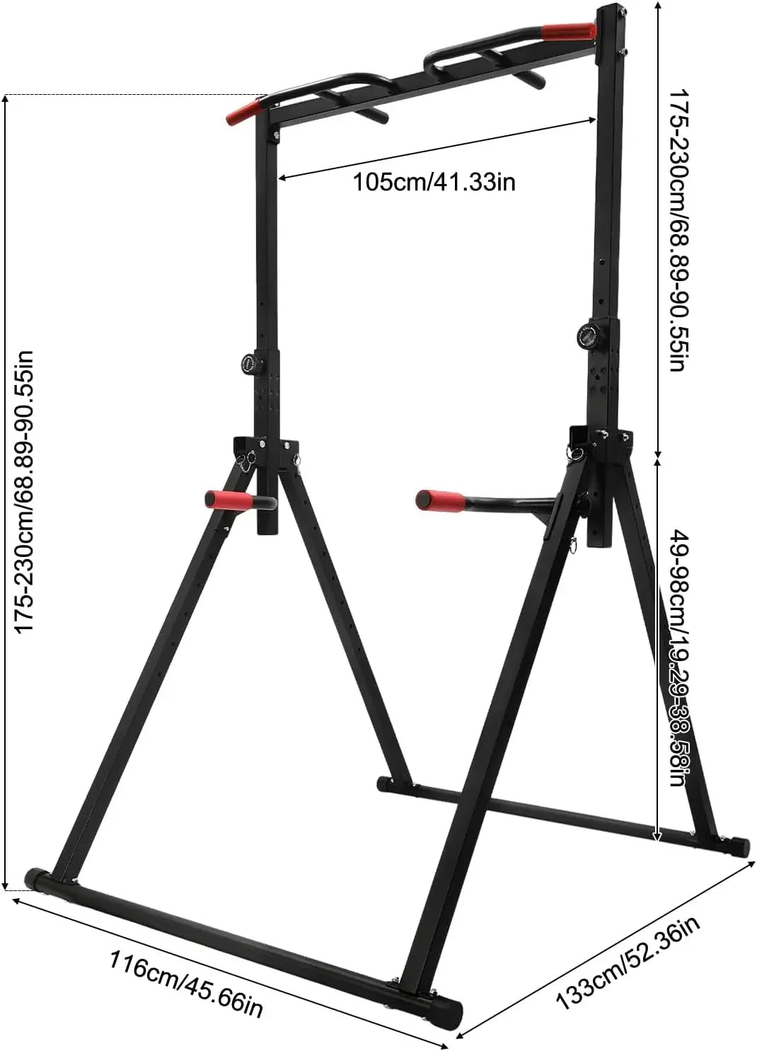 Foldable Power Tower Dip Station Height Adjustable 200kg Capacity
