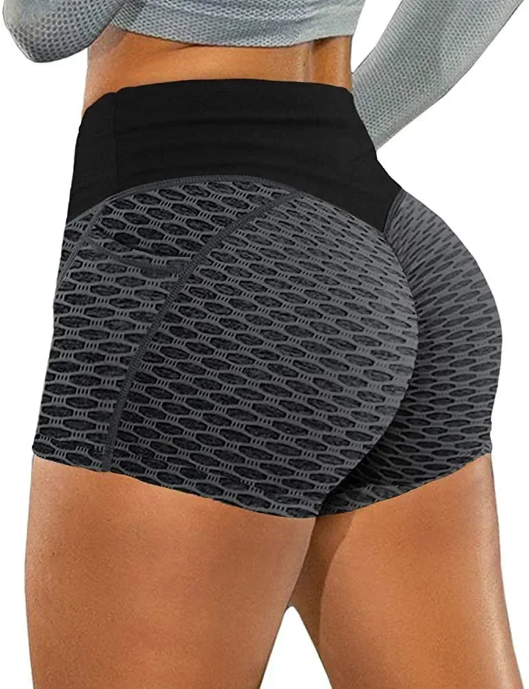 Women's High Waist Gym Shorts With Pocket Scrunch Training