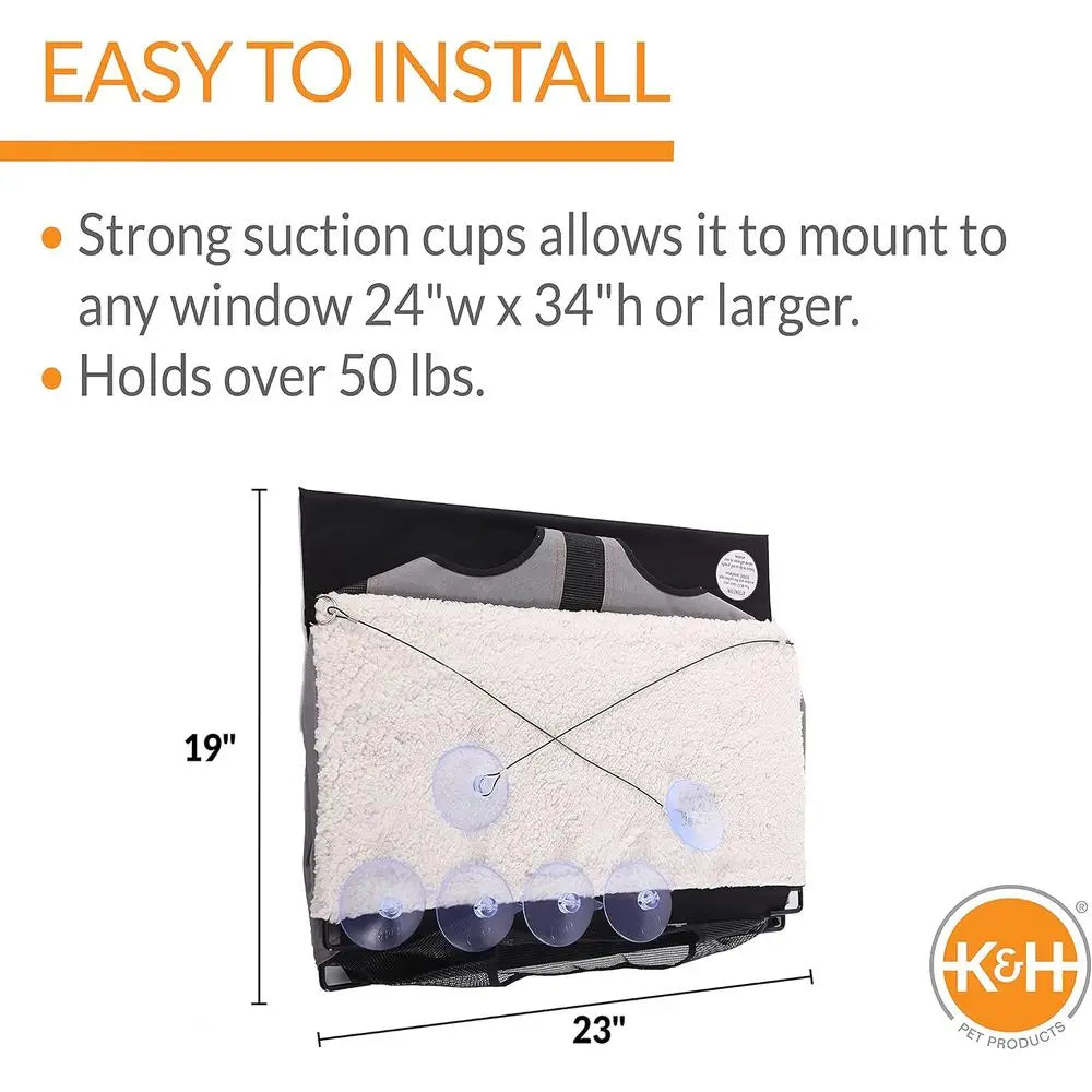 EZ Mount Cat Window Perch Penthouse 2-level Tree, Sturdy Window Perch or Large Cats, Steel e, Sturdy Suction Cups, Enclosed Priv