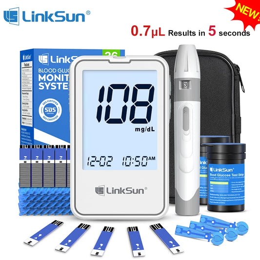 Linksun Blood Glucose Meter Glucometer Kit for Diabetes Testing