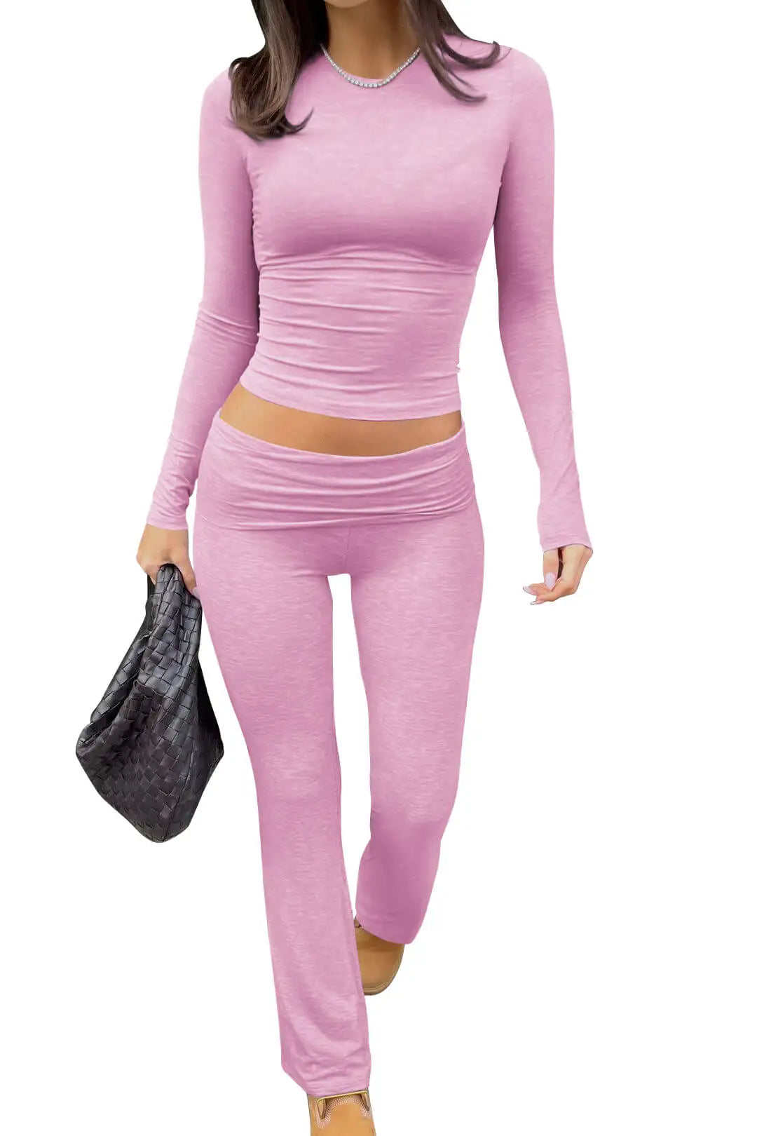 Women's Yoga Two-Piece Long-Sleeve Wide-Leg Activewear Set