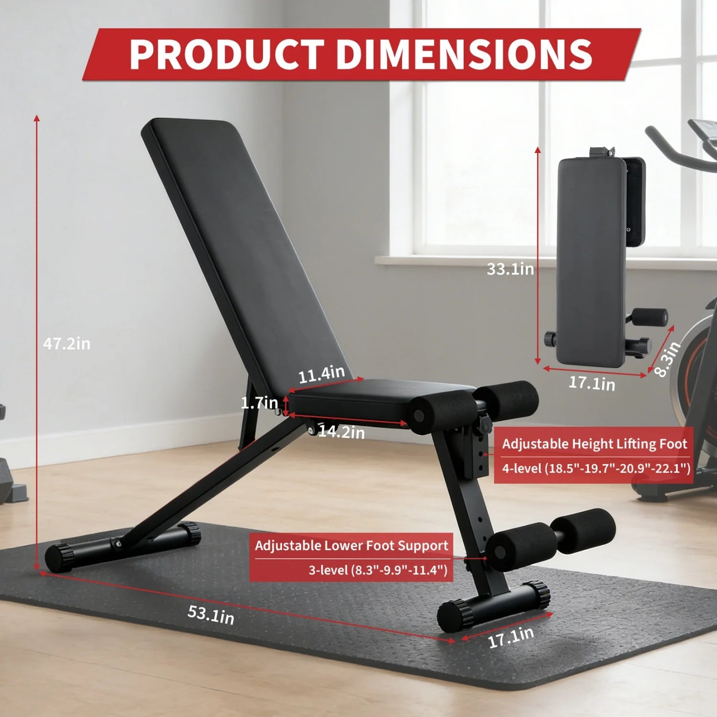 HiMISS Adjustable Weight Bench With Incline Decline And Preacher Curl