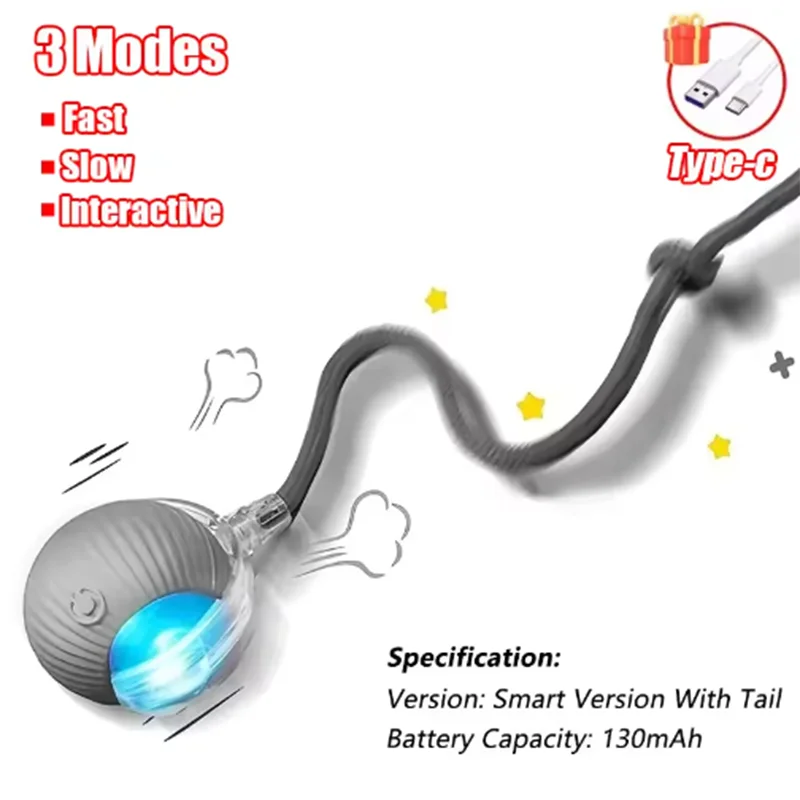 Interactive Self-Play Cat Toys Teaser Ball With Rotating Stick