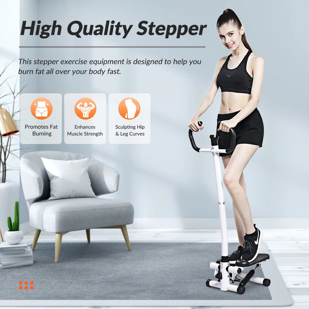 Mini Stepper Exercise Machine For Home Fitness With Resistance Bands LCD Display