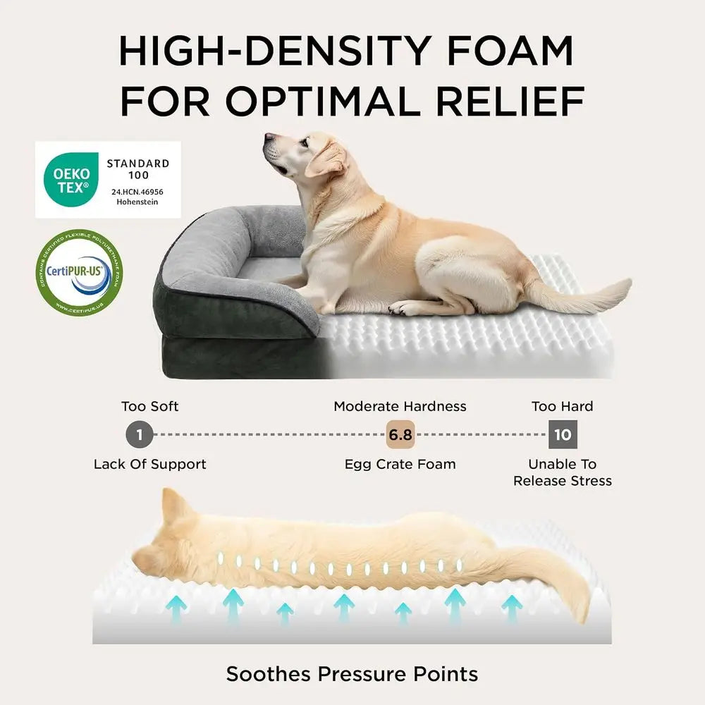 XL Orthopedic Dog Bed or Extra Large Dogs - Waterproo XLarge Dog Cat Bed, Comort Dogs Couch Soa with Washable Removable Cover, P