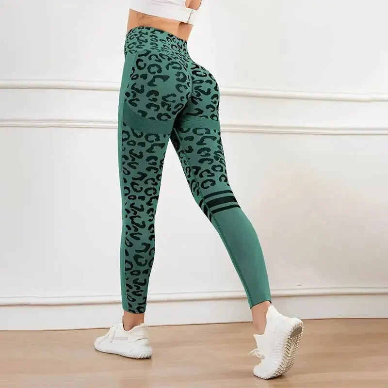 Leopard Print Yoga Pants Seamless Quick Dry Fitness Tights