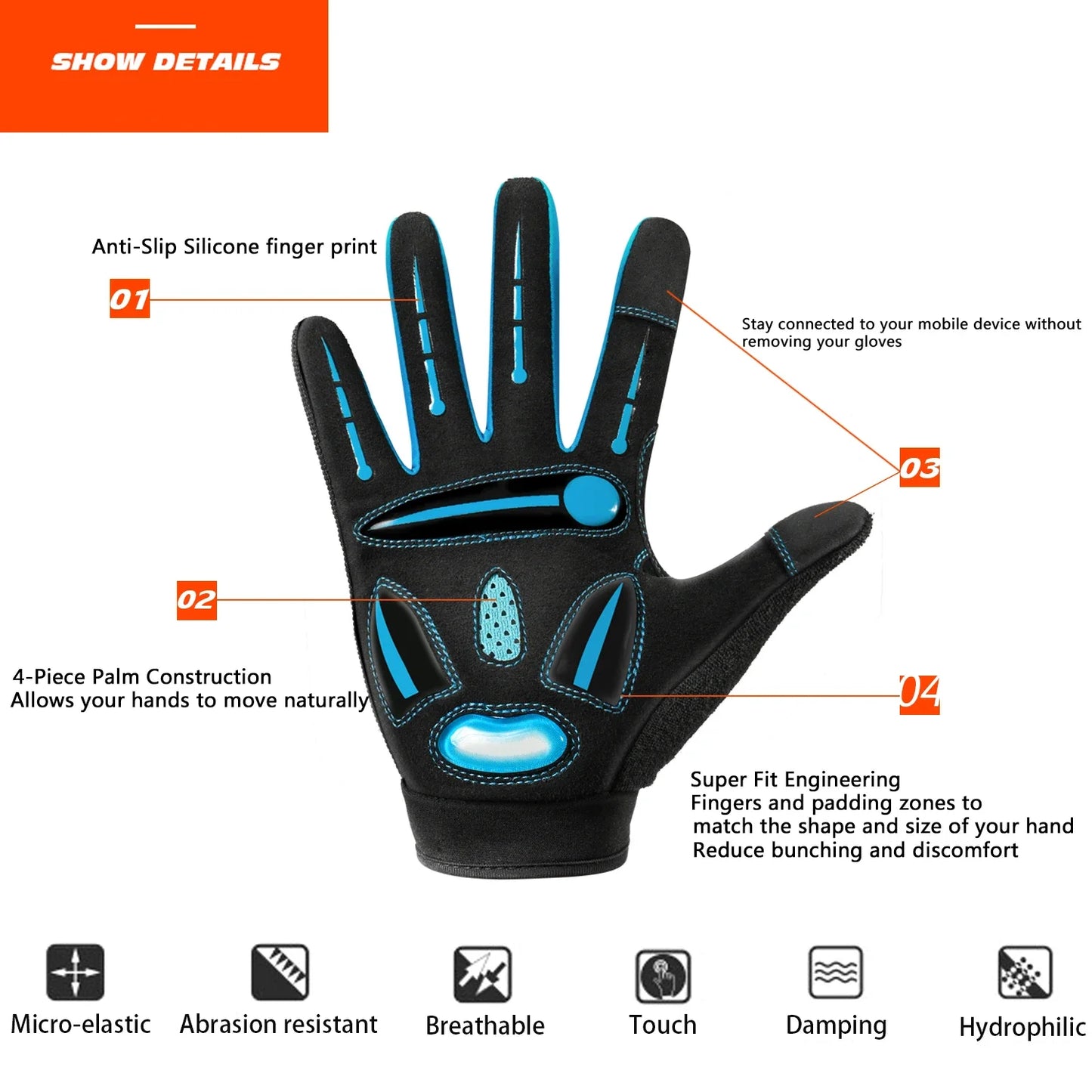 MOREOK Racing Gloves Motocross Breathable Non Slip MTB Cycling