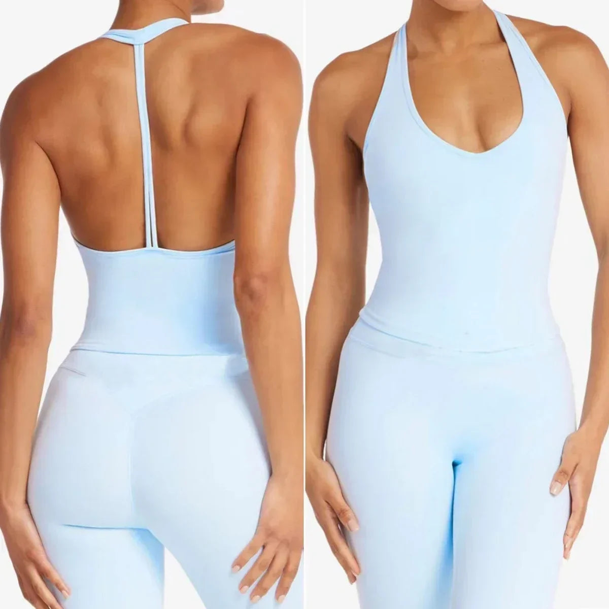 Lemoneno Women Yoga Set Halter Sports Bra and Shorts