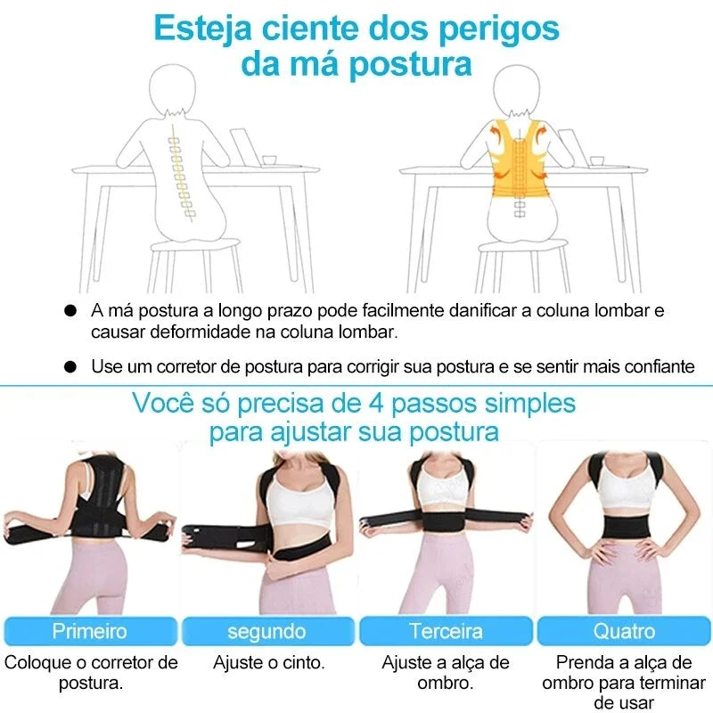 Reinforced Belt Lumbar Posture Corrector Vest With Adjustable Back Support