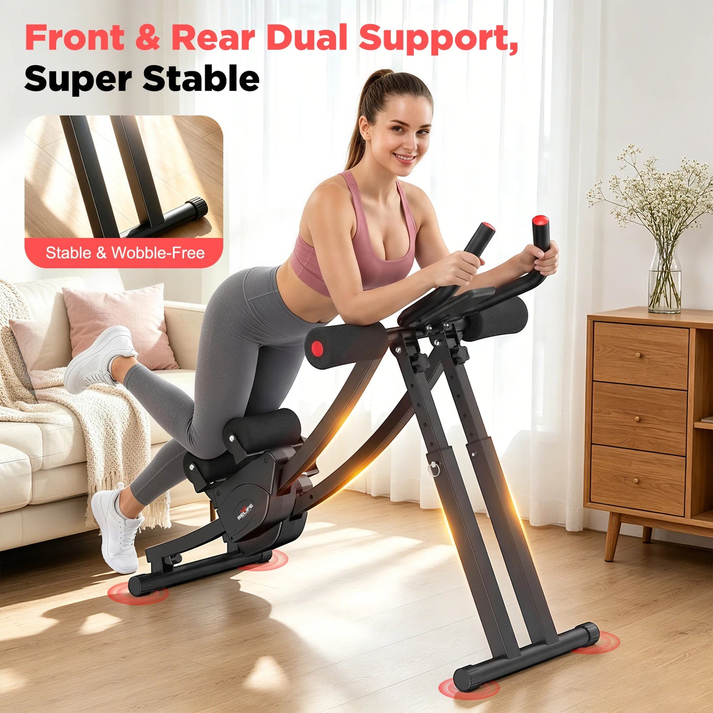 Relife Sports Dual Split-Track Ab Machine Core Trainer Home Fitness